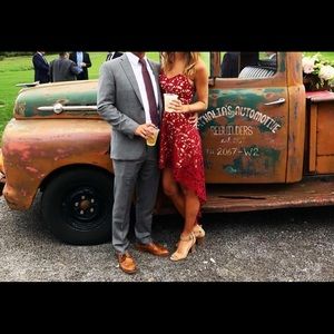 Two Sisters Maroon Lace High Low Dress